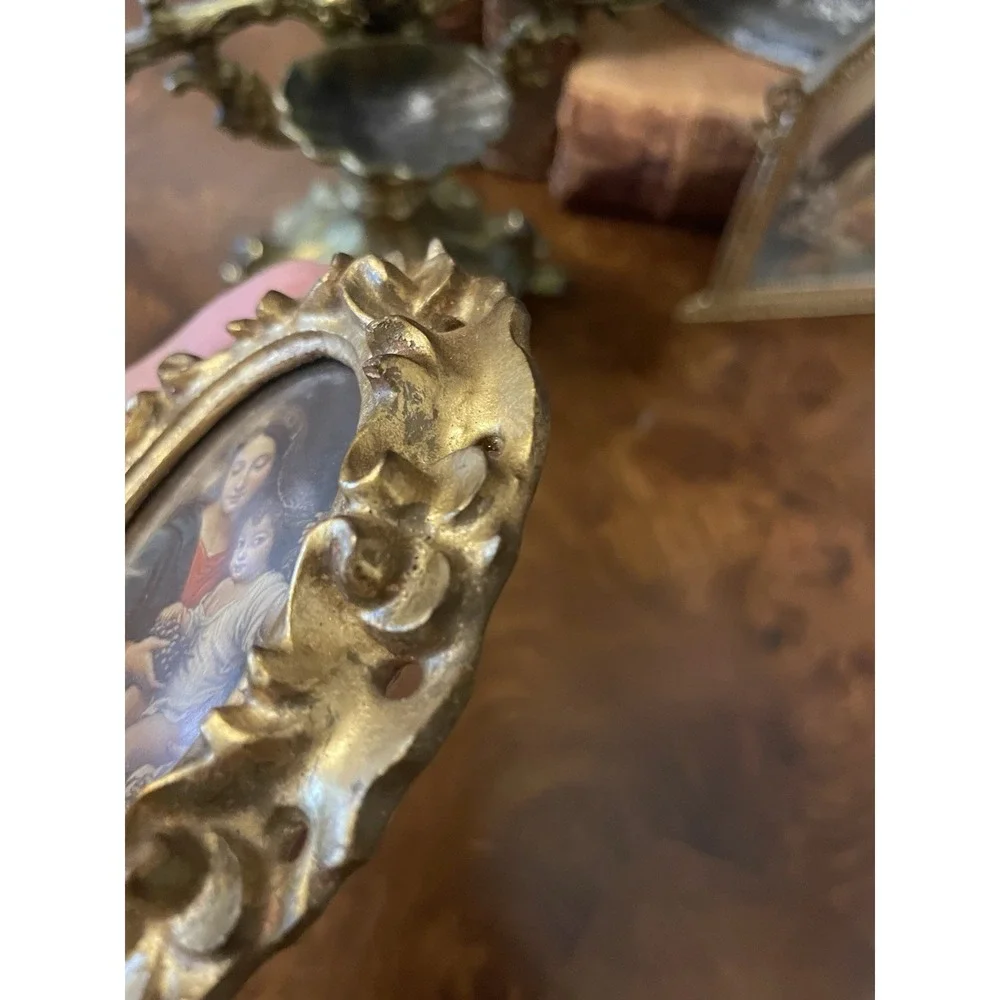 Vtg Italian Florentine Madonna Of The Grapes Gold Gilt Wood 4